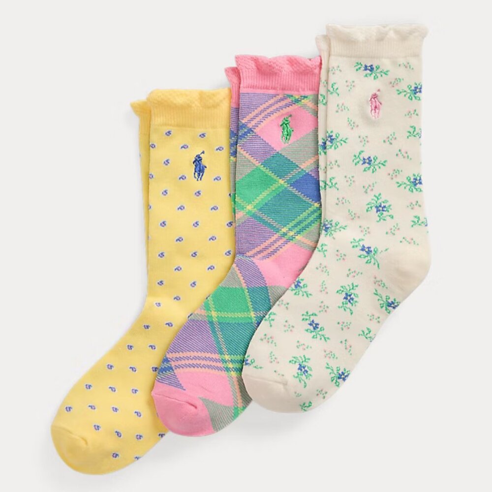 Polo Ralph Lauren Girls Argyle Crew Sock 3-Pack